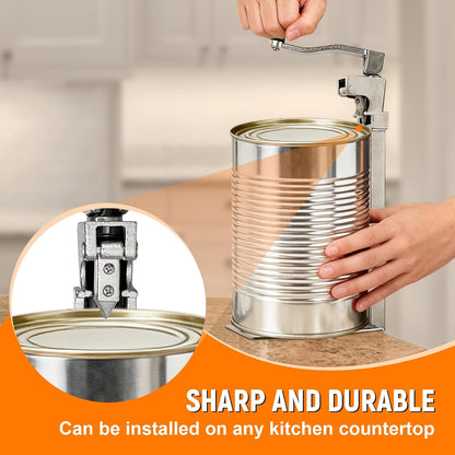 Commercial Can Opener, Manual Stainless Steel Table Can Openers, Industrial can opener for 10 cans Up to 11” Tall, Manual Can Opener with Plated Steel Base Stainless Steel Blade For Bars Hotel Kitchen
