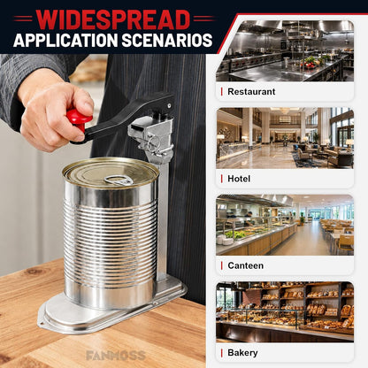 Commercial Can Opener, Manual Stainless Steel Table Can Openers, Industrial can opener for 10 cans Up to 11” Tall, Manual Can Opener with Plated Steel Base Stainless Steel Blade For Bars Hotel Kitchen