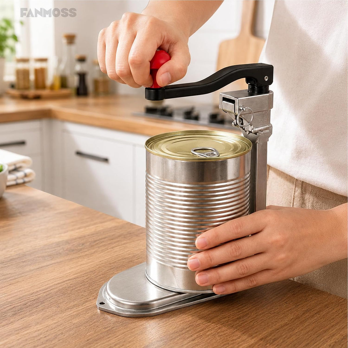Commercial Can Opener, Manual Stainless Steel Table Can Openers, Industrial can opener for 10 cans Up to 11” Tall, Manual Can Opener with Plated Steel Base Stainless Steel Blade For Bars Hotel Kitchen