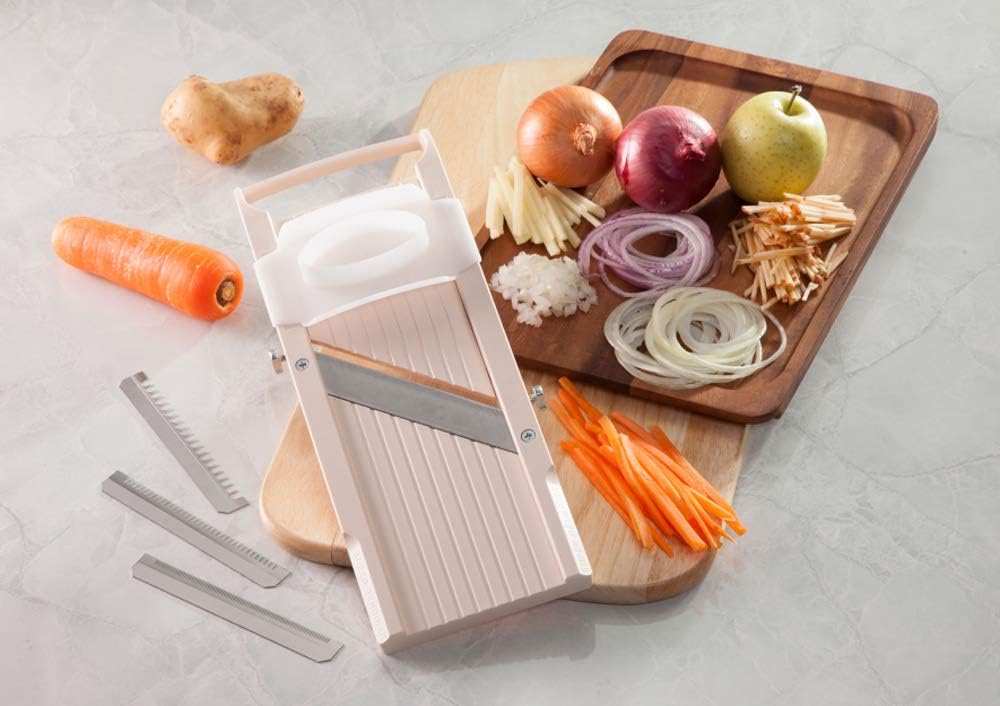 Super Standard Madoline Slicer, with with 4 Japanese Stainless Steel Blades, Almond