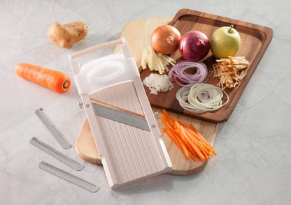 Super Standard Madoline Slicer, with with 4 Japanese Stainless Steel Blades, Almond