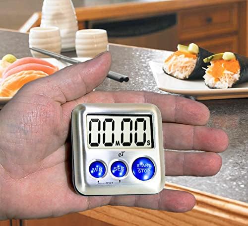 Elegant Digital Kitchen Timer Stainless Steel - Loud Alarm - Model Silver