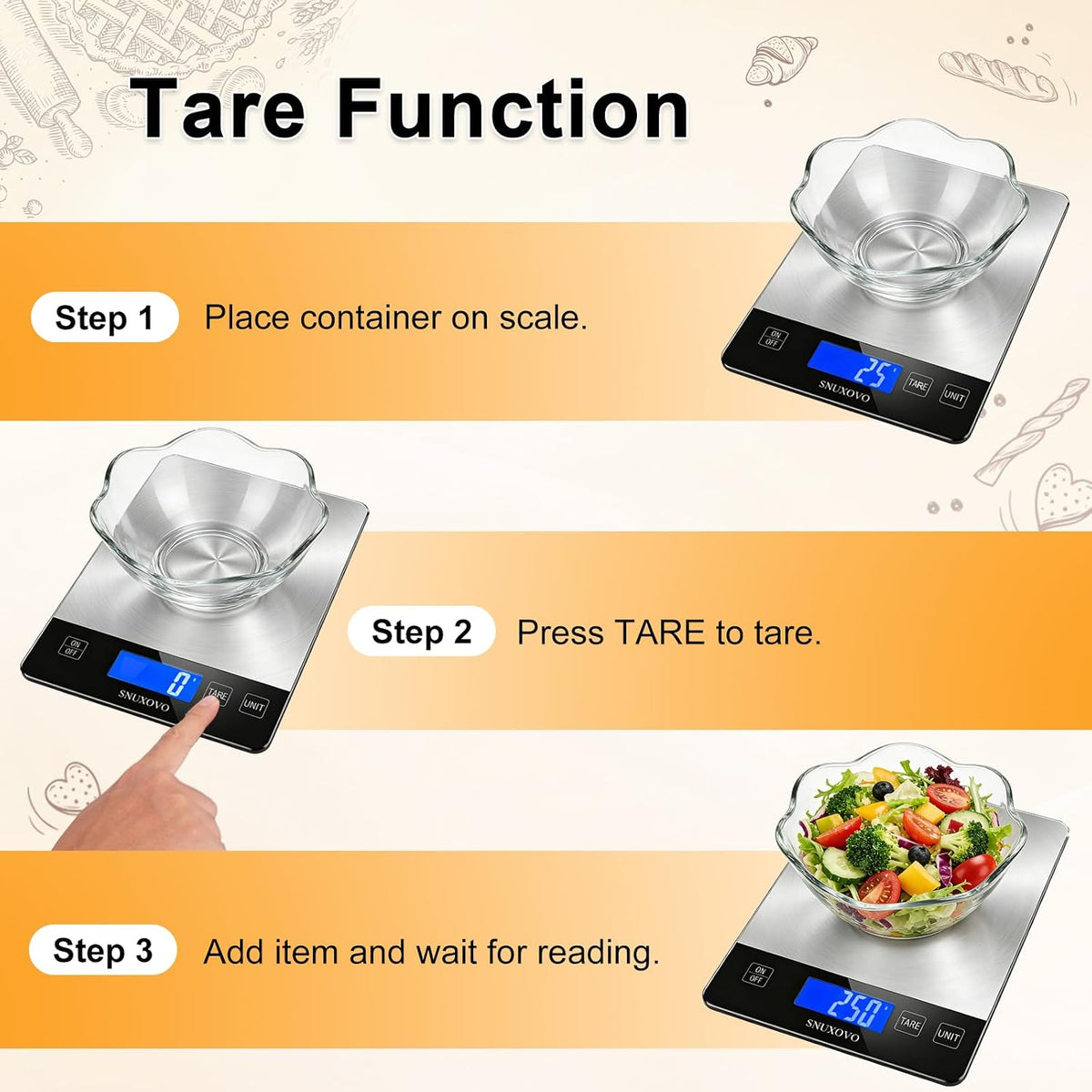 Food Scale, 33lb Digital Kitchen Scale for Cooking Baking