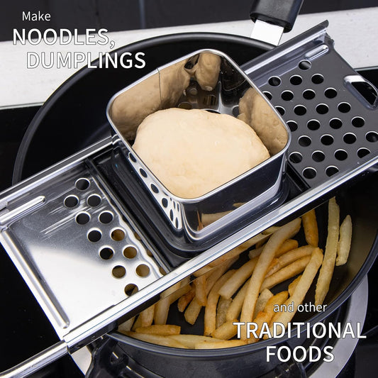 Premium Grade Stainless Steel Spaetzle Maker Widen Plastic Handle with Skimmer Spider Strainer Homemade Egg Noodle Dumpling Perfect Sized for pots and Pans Making Tool