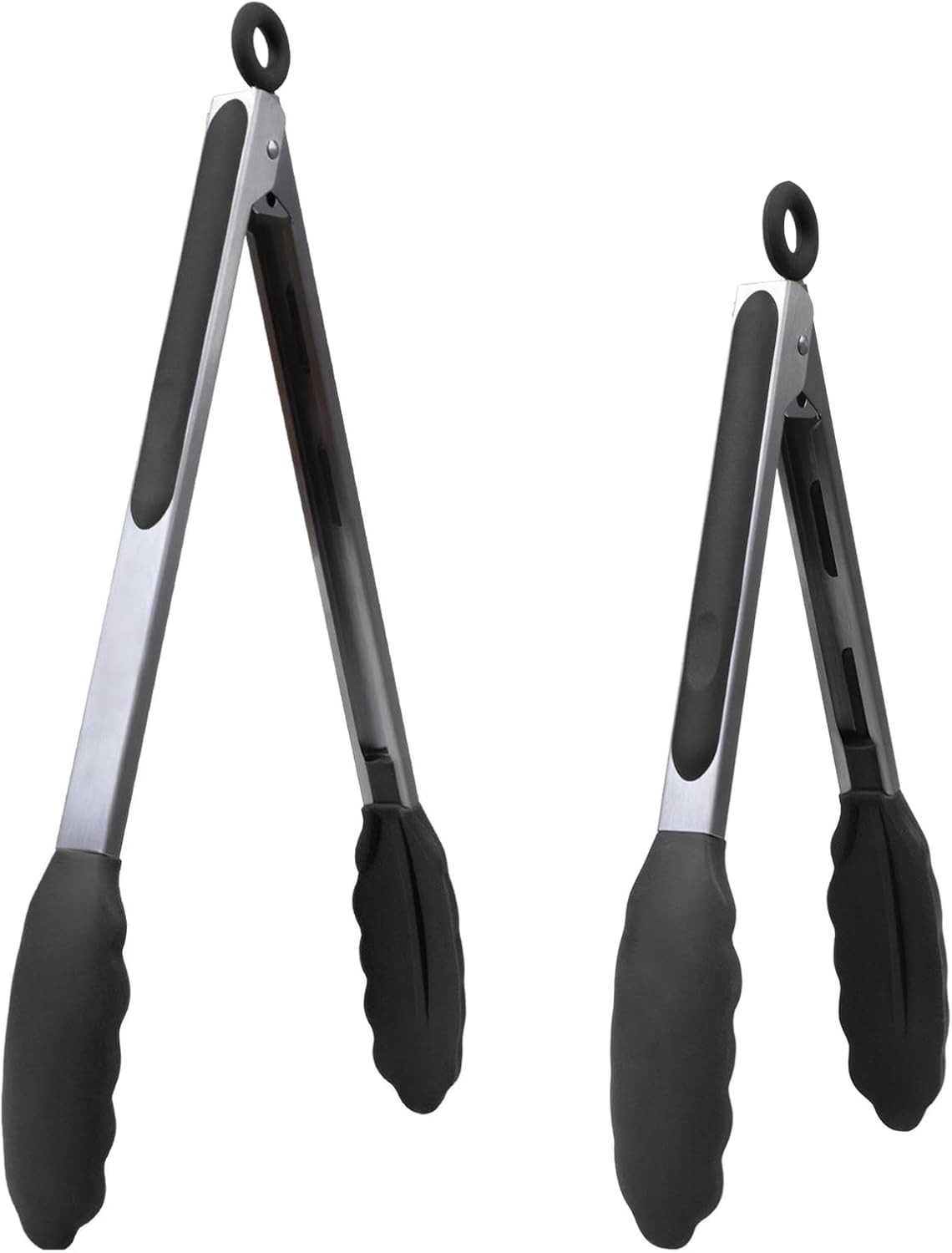 Kitchen Silicone Tongs for Cooking with Nonslip Silicone Tips, 600°F Heat Resistant Cooking Food Tong Set Heavy Duty Stainless Steel Handle for Baking Grilling Serving, 3 Pack (7" & 9" & 12")