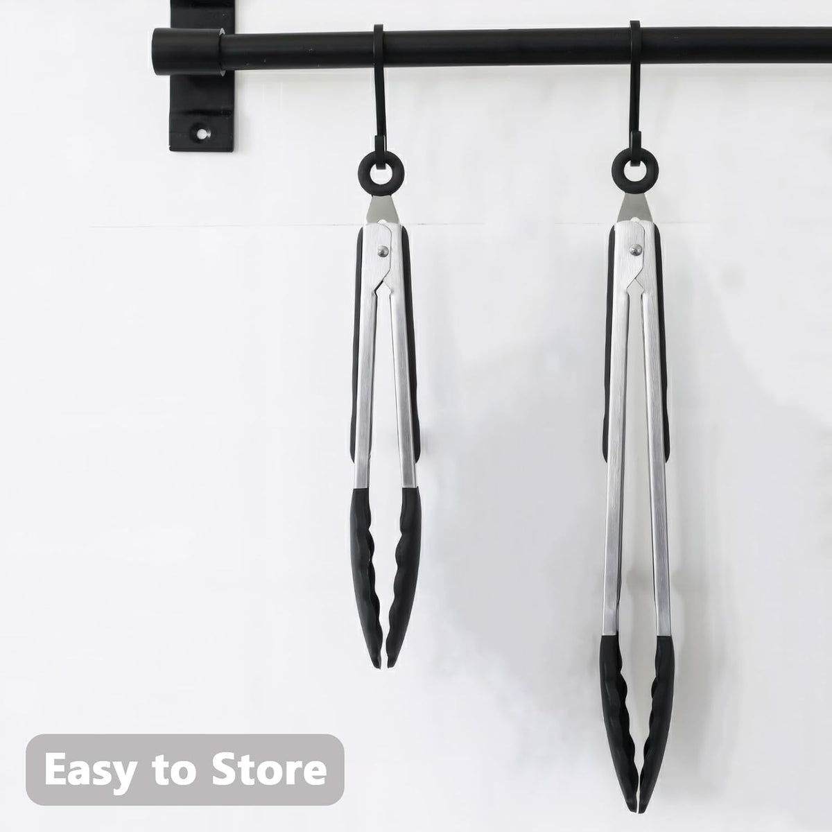 Kitchen Silicone Tongs for Cooking with Nonslip Silicone Tips, 600°F Heat Resistant Cooking Food Tong Set Heavy Duty Stainless Steel Handle for Baking Grilling Serving, 3 Pack (7" & 9" & 12")
