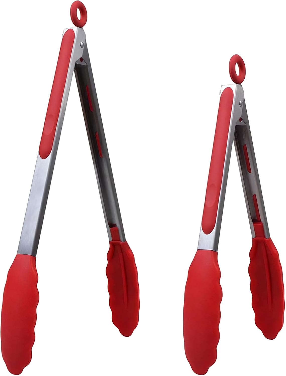 Kitchen Silicone Tongs for Cooking with Nonslip Silicone Tips, 600°F Heat Resistant Cooking Food Tong Set Heavy Duty Stainless Steel Handle for Baking Grilling Serving, 3 Pack (7" & 9" & 12")