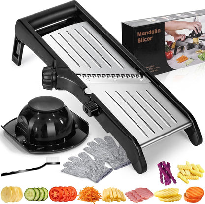 Mandoline Slicer for Kitchen, Adjustable Stainless Steel Food Slicer