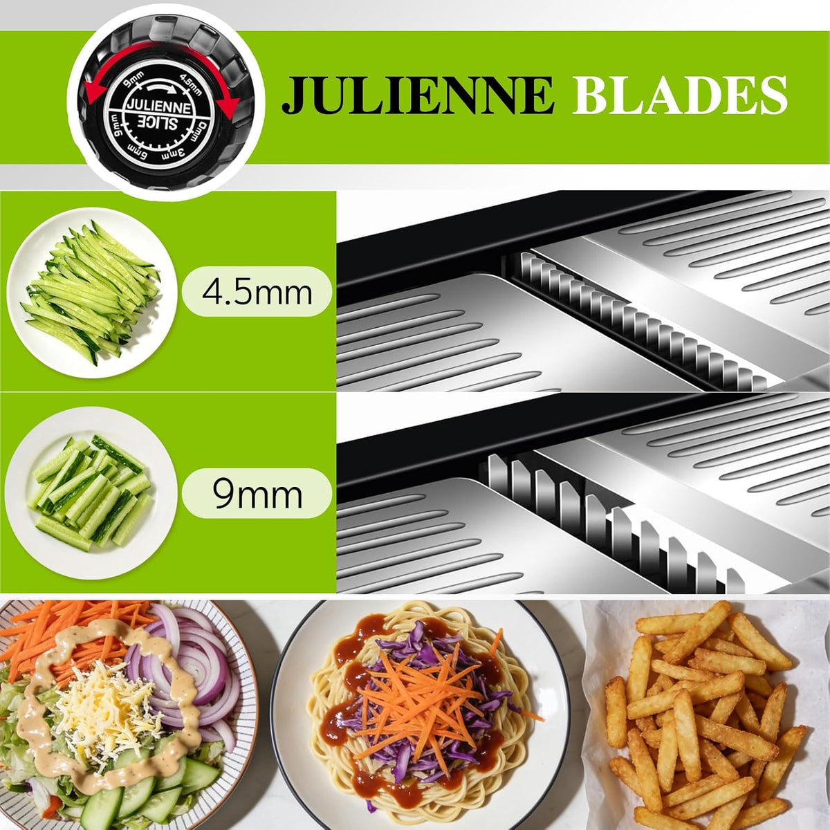 Mandoline Slicer for Kitchen, Adjustable Stainless Steel Food Slicer
