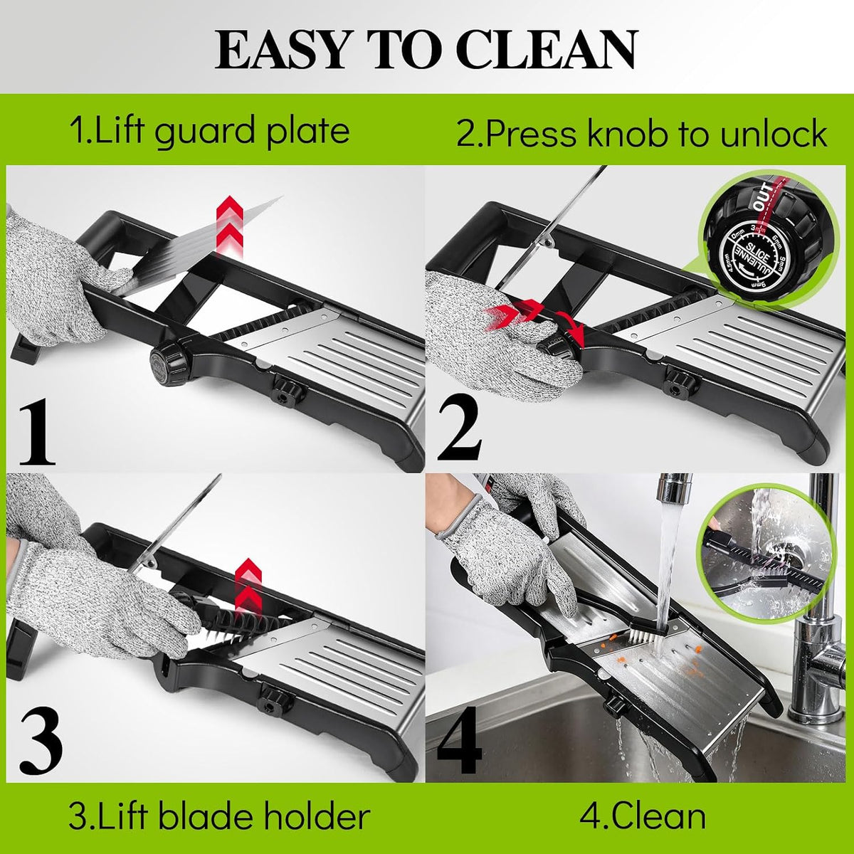 Mandoline Slicer for Kitchen, Adjustable Stainless Steel Food Slicer
