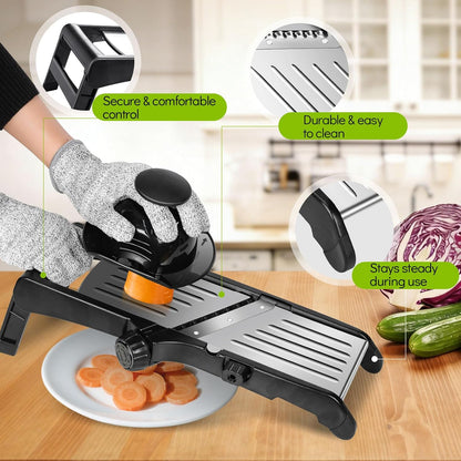 Mandoline Slicer for Kitchen, Adjustable Stainless Steel Food Slicer