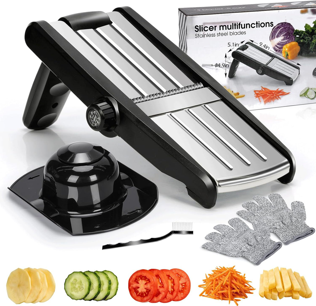 Mandoline Slicer for Kitchen, Adjustable Stainless Steel Food Slicer
