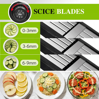 Mandoline Slicer for Kitchen, Adjustable Stainless Steel Food Slicer