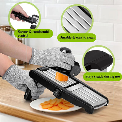 Mandoline Slicer for Kitchen, Adjustable Stainless Steel Food Slicer