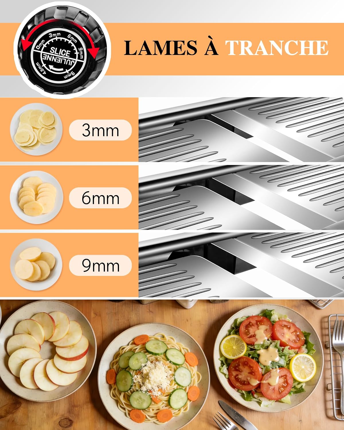 Mandoline Slicer for Kitchen, Adjustable Stainless Steel Food Slicer