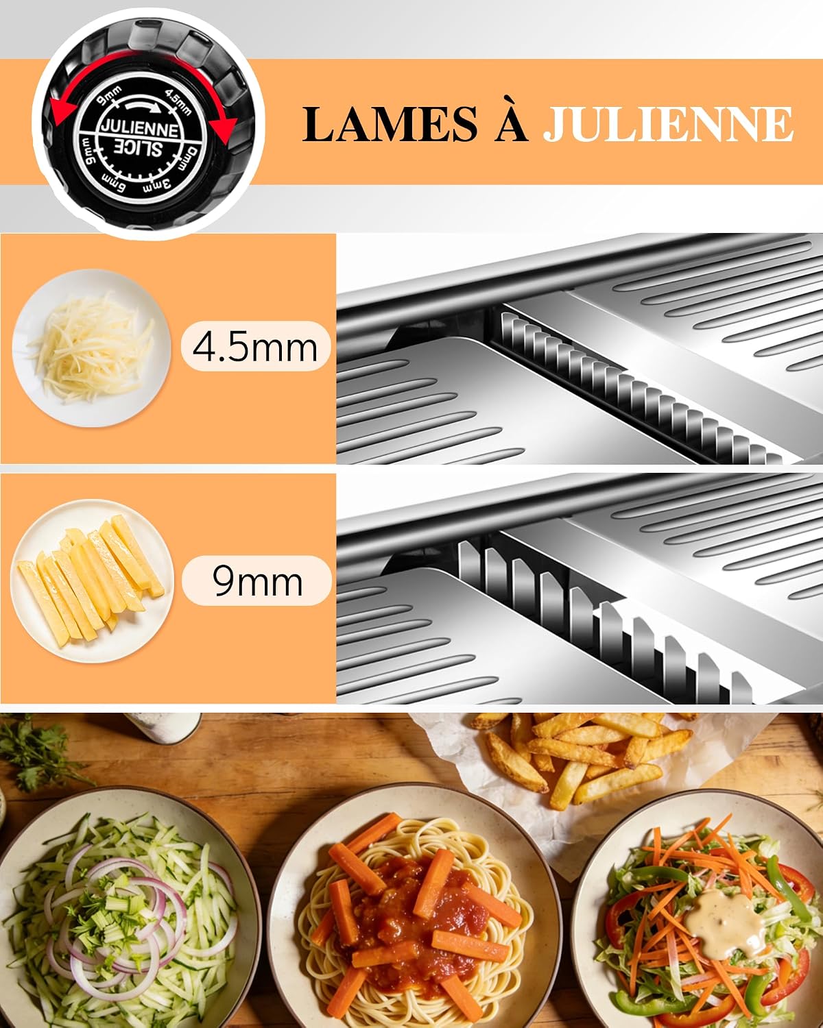 Mandoline Slicer for Kitchen, Adjustable Stainless Steel Food Slicer