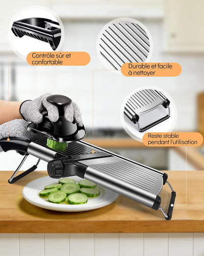 Mandoline Slicer for Kitchen, Adjustable Stainless Steel Food Slicer