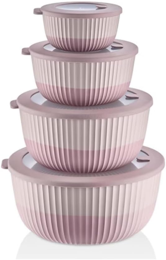 Mixing Bowls with Lids, 8-Piece Airtight Leak-Proof Nesting BPA-Free Prep Bowl Set for Kitchen & Food Storage, Large 4200ml Capacity, Microwave & Dishwasher Safe