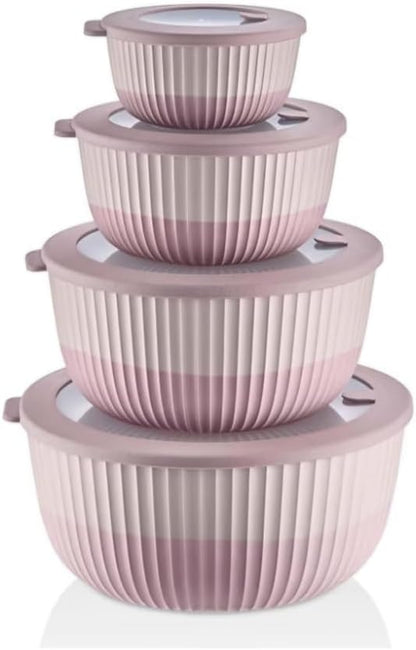 Mixing Bowls with Lids, 8-Piece Airtight Leak-Proof Nesting BPA-Free Prep Bowl Set for Kitchen & Food Storage, Large 4200ml Capacity, Microwave & Dishwasher Safe