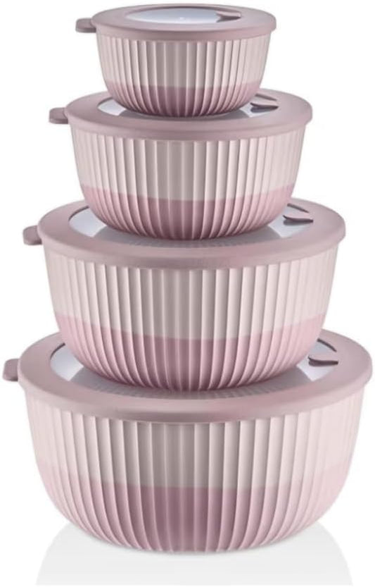 Mixing Bowls with Lids, 8-Piece Airtight Leak-Proof Nesting BPA-Free Prep Bowl Set for Kitchen & Food Storage, Large 4200ml Capacity, Microwave & Dishwasher Safe