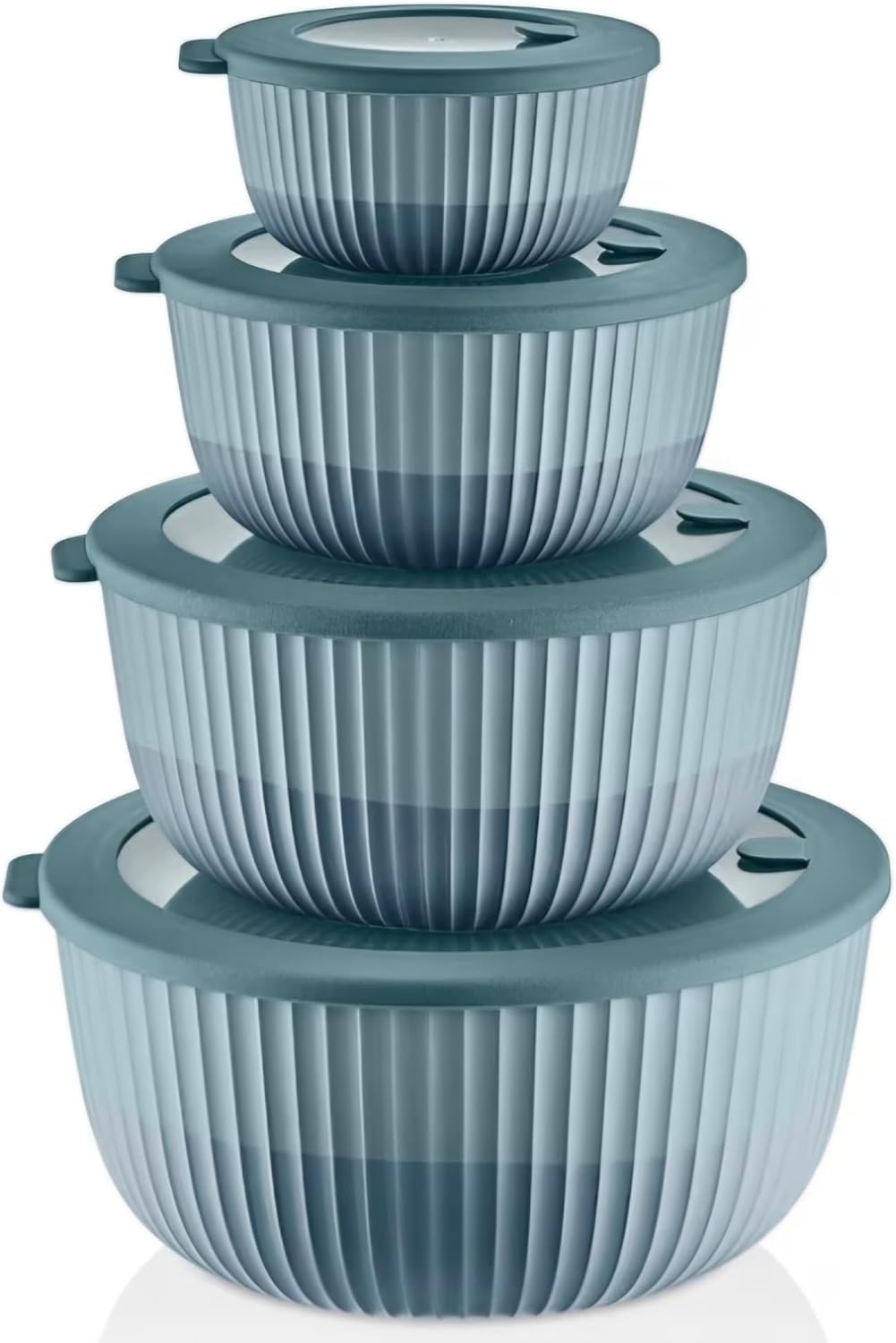 Mixing Bowls with Lids, 8-Piece Airtight Leak-Proof Nesting BPA-Free Prep Bowl Set for Kitchen & Food Storage, Large 4200ml Capacity, Microwave & Dishwasher Safe