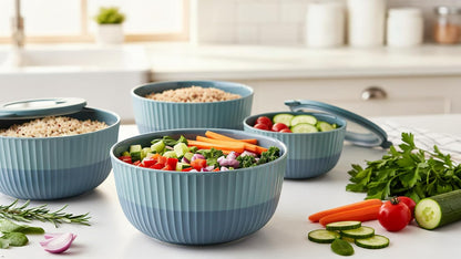 Mixing Bowls with Lids, 8-Piece Airtight Leak-Proof Nesting BPA-Free Prep Bowl Set for Kitchen & Food Storage, Large 4200ml Capacity, Microwave & Dishwasher Safe