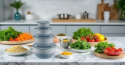 Mixing Bowls with Lids, 8-Piece Airtight Leak-Proof Nesting BPA-Free Prep Bowl Set for Kitchen & Food Storage, Large 4200ml Capacity, Microwave & Dishwasher Safe