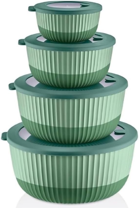 Mixing Bowls with Lids, 8-Piece Airtight Leak-Proof Nesting BPA-Free Prep Bowl Set for Kitchen & Food Storage, Large 4200ml Capacity, Microwave & Dishwasher Safe