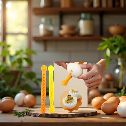 2Pcs Yellow Egg Cutter Set Lace Fruit Slicer Carving Lace Cutting Wire Egg Cutter Fancy Cooked Eggs Cutter Household Boiled Eggs Cut Egg Decorator
