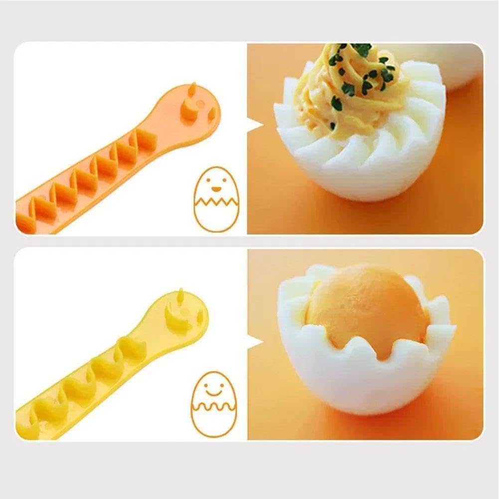2Pcs Yellow Egg Cutter Set Lace Fruit Slicer Carving Lace Cutting Wire Egg Cutter Fancy Cooked Eggs Cutter Household Boiled Eggs Cut Egg Decorator