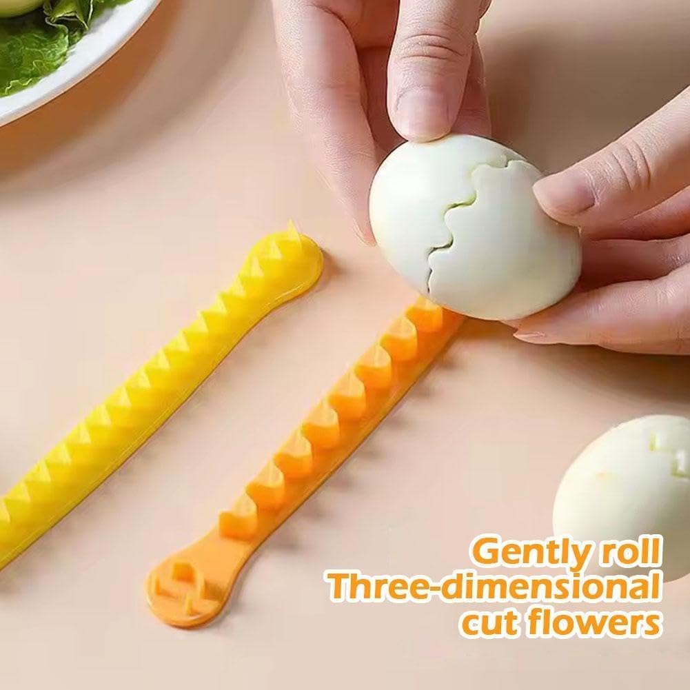 2Pcs Yellow Egg Cutter Set Lace Fruit Slicer Carving Lace Cutting Wire Egg Cutter Fancy Cooked Eggs Cutter Household Boiled Eggs Cut Egg Decorator