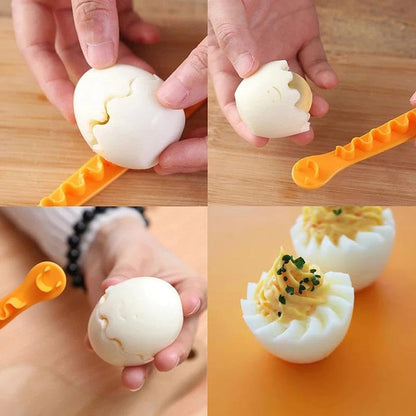2Pcs Yellow Egg Cutter Set Lace Fruit Slicer Carving Lace Cutting Wire Egg Cutter Fancy Cooked Eggs Cutter Household Boiled Eggs Cut Egg Decorator
