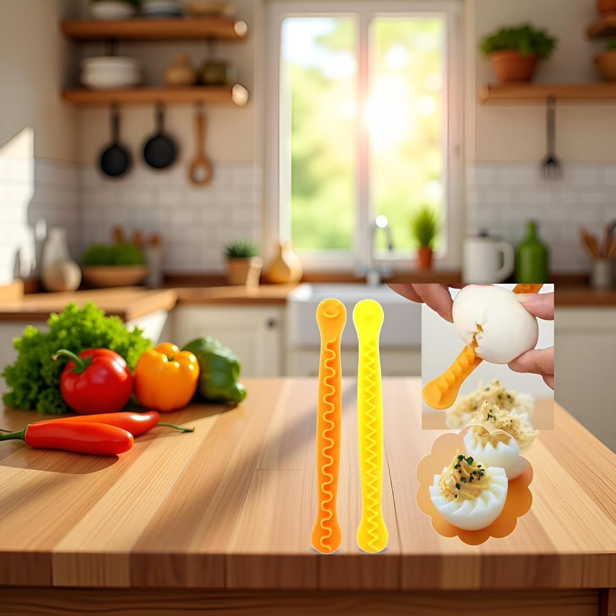 2Pcs Yellow Egg Cutter Set Lace Fruit Slicer Carving Lace Cutting Wire Egg Cutter Fancy Cooked Eggs Cutter Household Boiled Eggs Cut Egg Decorator