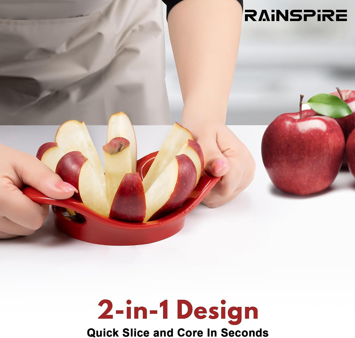 4.2" Upgrade Apple Slicer and Corer Ultra Sharp Blade Apple Cutter Red