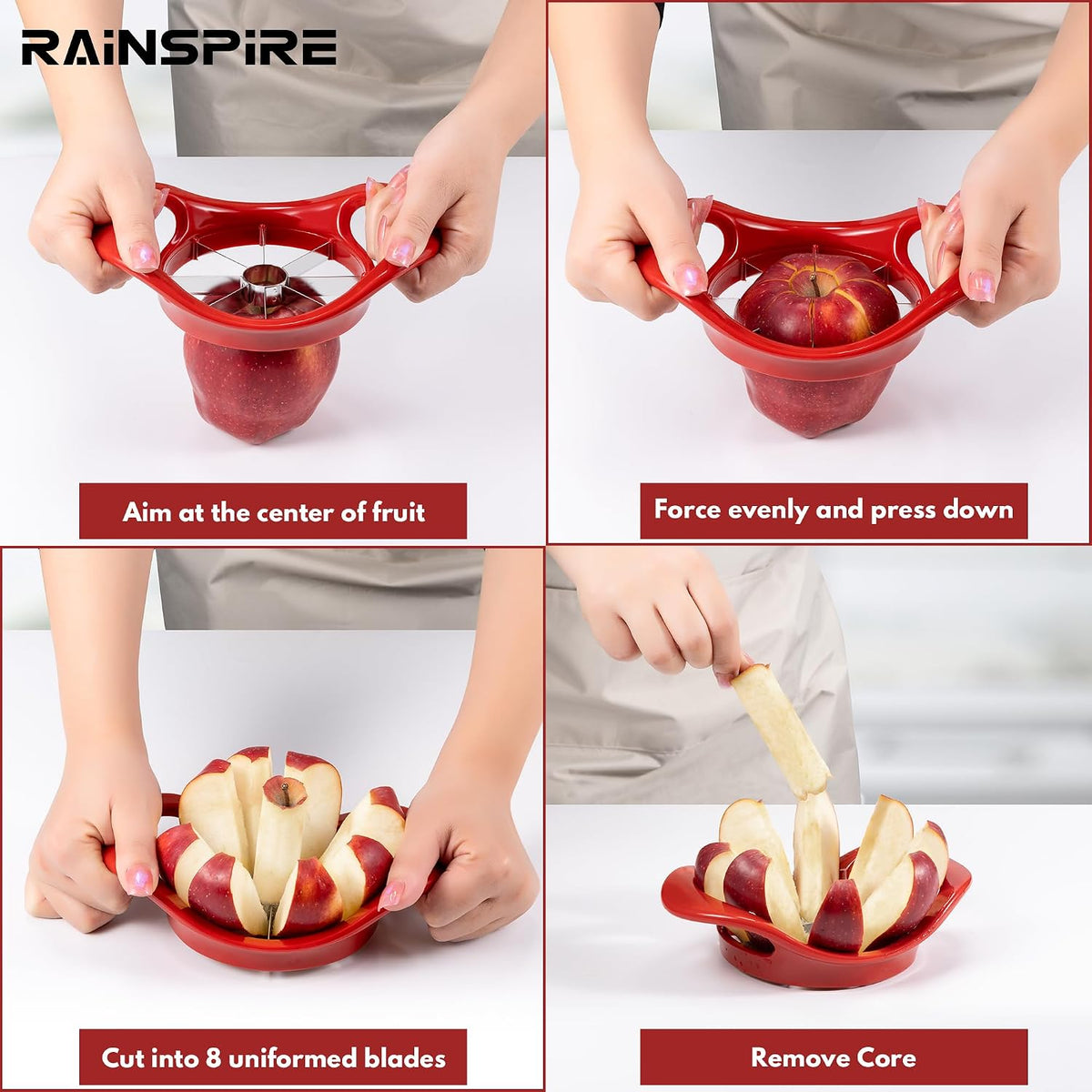 4.2" Upgrade Apple Slicer and Corer Ultra Sharp Blade Apple Cutter Red