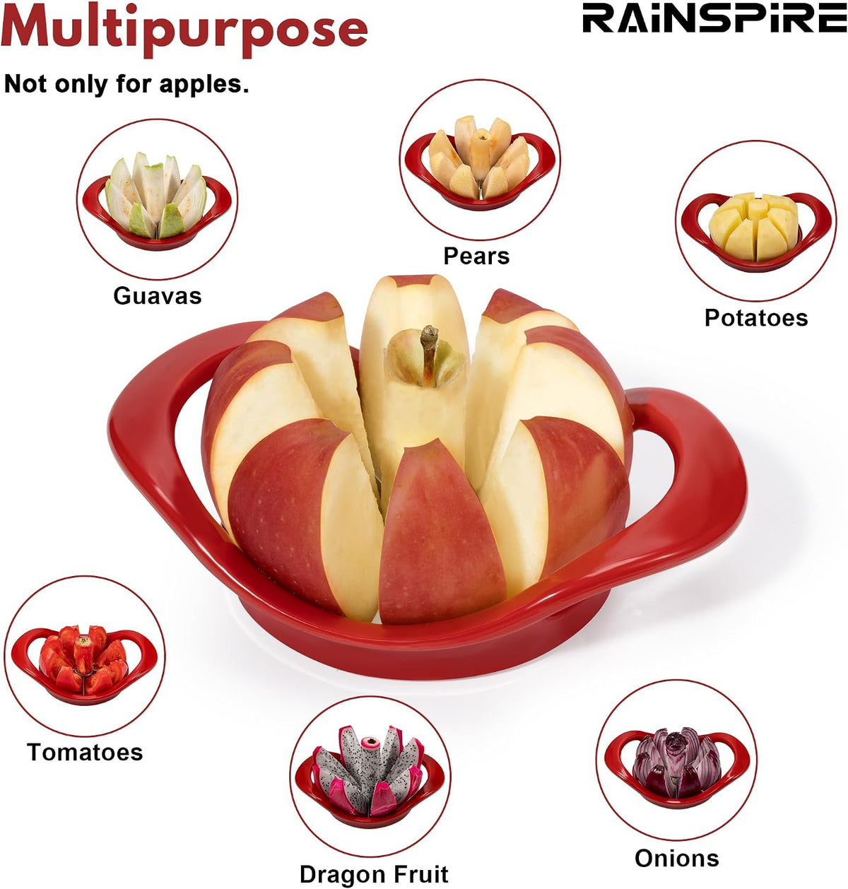 4.2" Upgrade Apple Slicer and Corer Ultra Sharp Blade Apple Cutter Red
