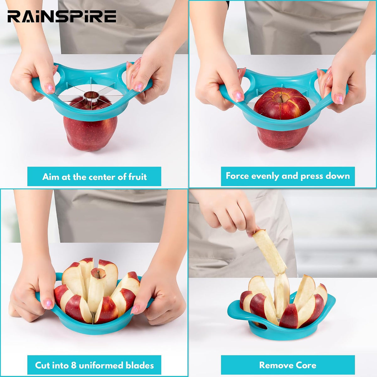4.2" Upgrade Apple Slicer and Corer Ultra Sharp Blade Apple Cutter Red