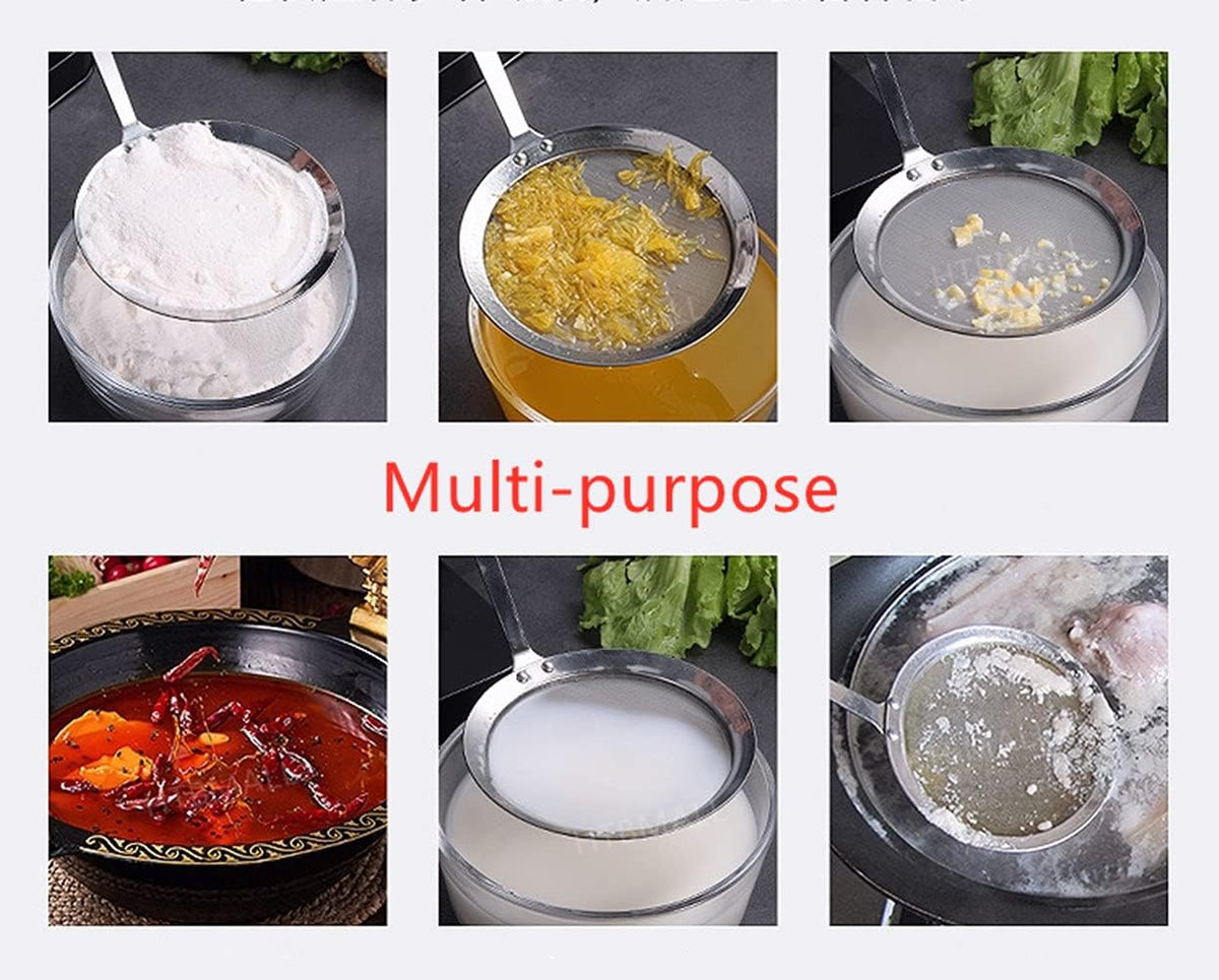 Skimmer Spoon, Stainless Steel Spider Strainer Skimmer Spoon Grease Fine Mesh Strainer Skimmers Spoons for Cooking Frying Skimming Grease, Foam and Gravy
