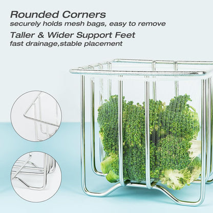 Kitchen Sink Strainer with Sink Basket Holder and 300 Strainer Net Bags,Food Catcher with drain filter Mesh bag,Meshmate Waste Rack Trash Catcher for Leftovers.