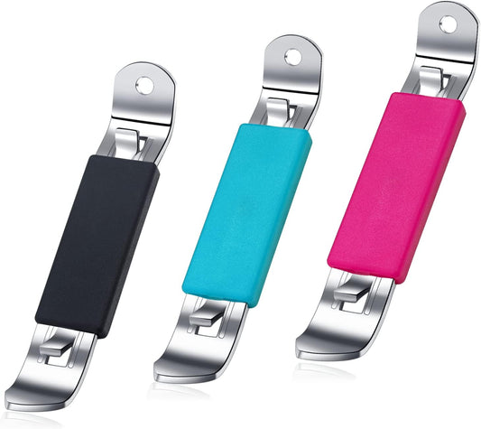3 Pieces Magnetic Bottle Openers Can Opener Classic Beer Opener Stainless Steel Small Bottle Opener Can Tapper with Magnet for Camping and Traveling (Black Blue Fuchsia)