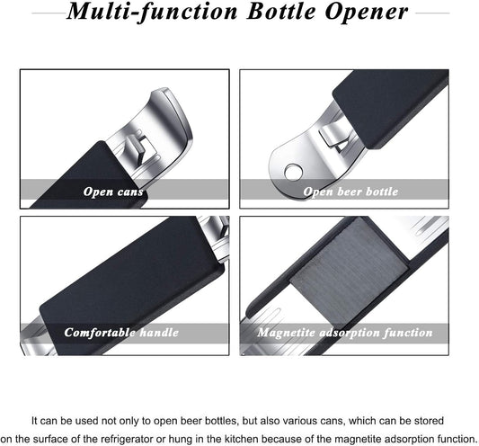 3 Pieces Magnetic Bottle Openers Can Opener Classic Beer Opener Stainless Steel Small Bottle Opener Can Tapper with Magnet for Camping and Traveling (Black Blue Fuchsia)
