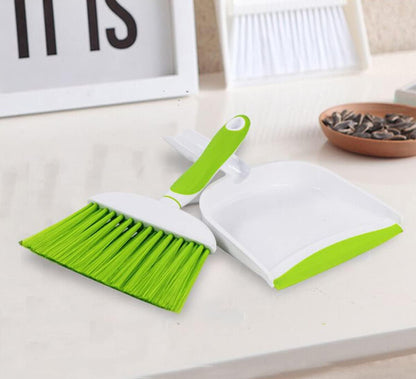 Mini Broom and Dustpan Set-Mini Whisk Set for Desk, Housekeeping, Office, Kitchen, Pet Nest, etc.,Daily Cleaning Necessity Plastic Mini Dustpan Set (Light Green)