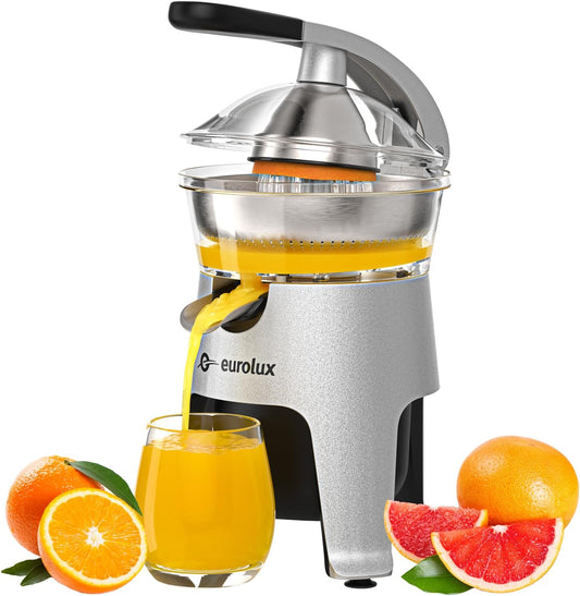 Die Cast Stainless Steel Electric Citrus Juicer Squeezer, for Orange, Lemon, Grapefruit | 300 Watts of Power, With 2 Stainless Steel Filter Sizes for Pulp Control