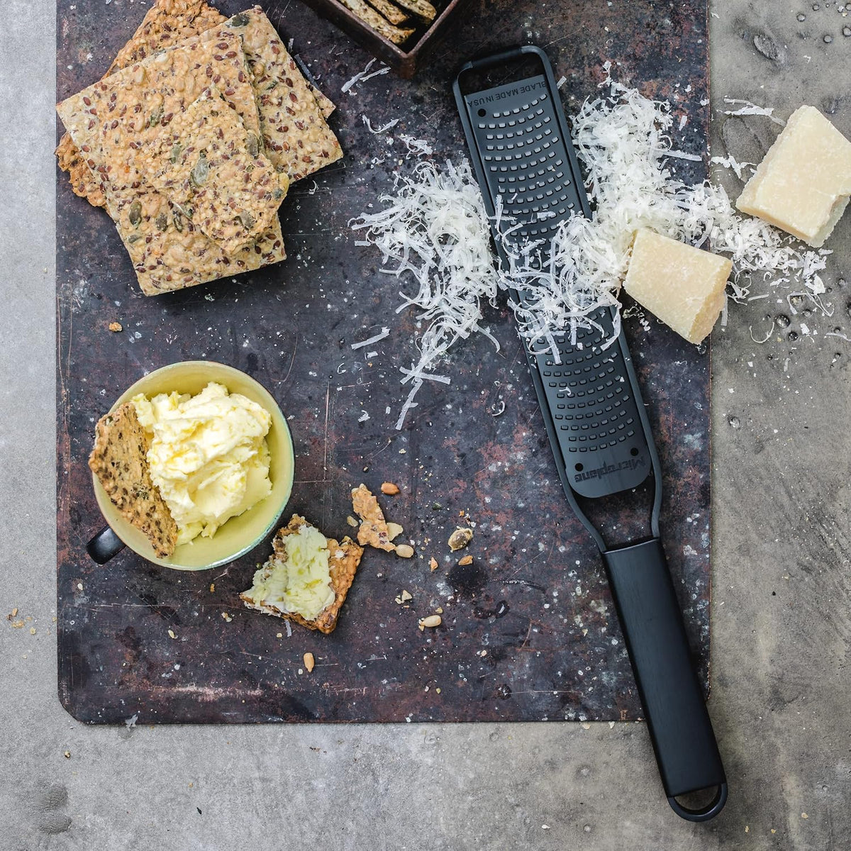 Kitchen Zester Grater with a Stainless-Steel Blade - Made in USA, for citrus, parmesan, ginger, chocolate & nutmeg from the Black Sheep Series