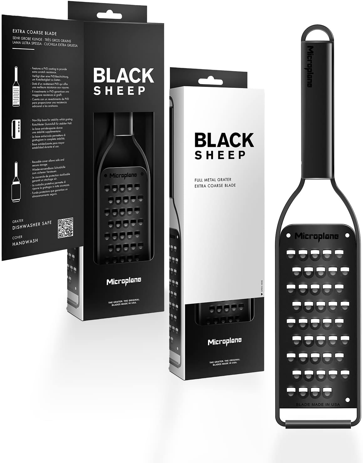 Kitchen Zester Grater with a Stainless-Steel Blade - Made in USA, for citrus, parmesan, ginger, chocolate & nutmeg from the Black Sheep Series