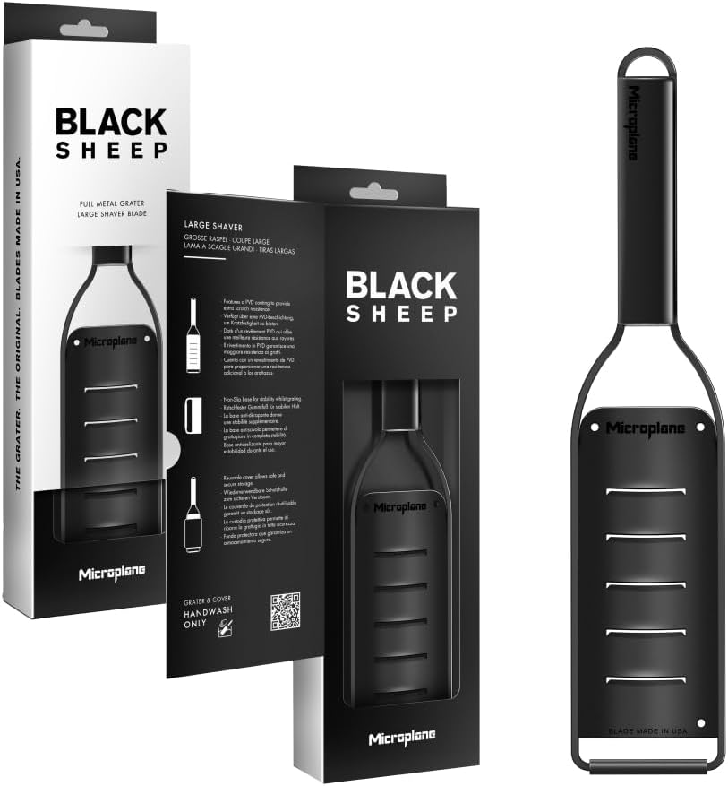 Kitchen Zester Grater with a Stainless-Steel Blade - Made in USA, for citrus, parmesan, ginger, chocolate & nutmeg from the Black Sheep Series