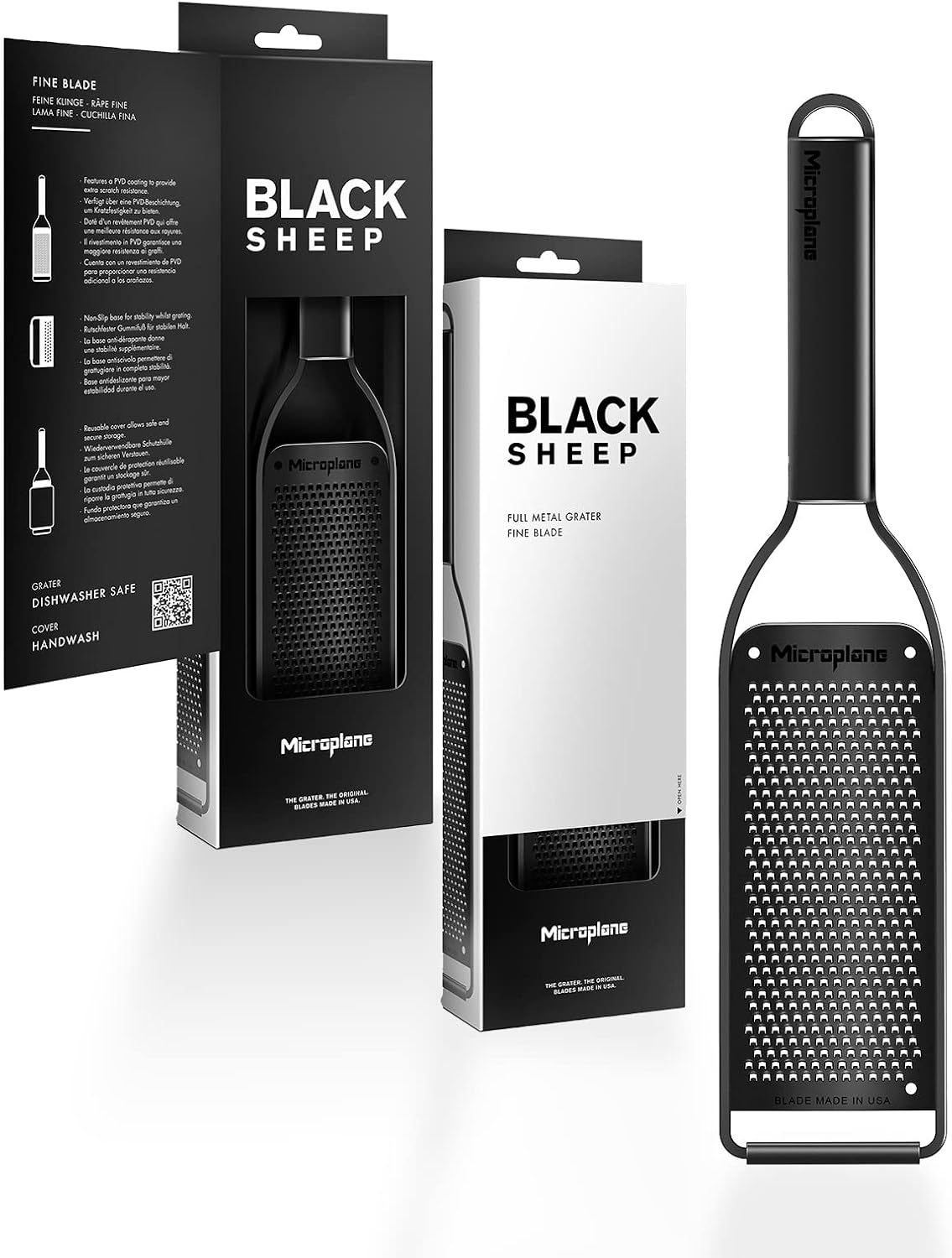 Kitchen Zester Grater with a Stainless-Steel Blade - Made in USA, for citrus, parmesan, ginger, chocolate & nutmeg from the Black Sheep Series