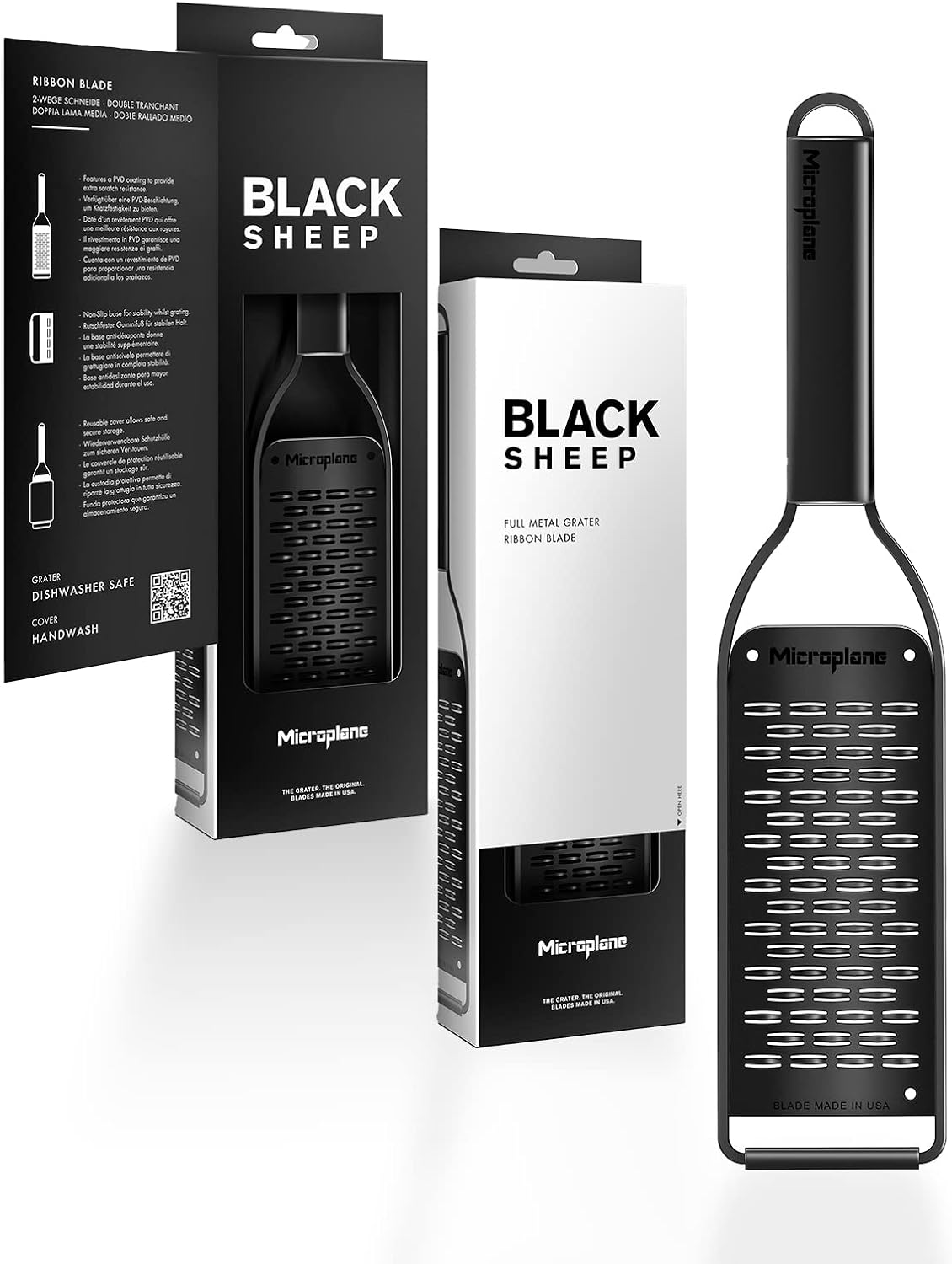 Kitchen Zester Grater with a Stainless-Steel Blade - Made in USA, for citrus, parmesan, ginger, chocolate & nutmeg from the Black Sheep Series