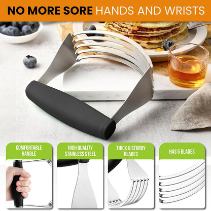 XL Pastry Blender, Durable Dough Blender For Baking - Black