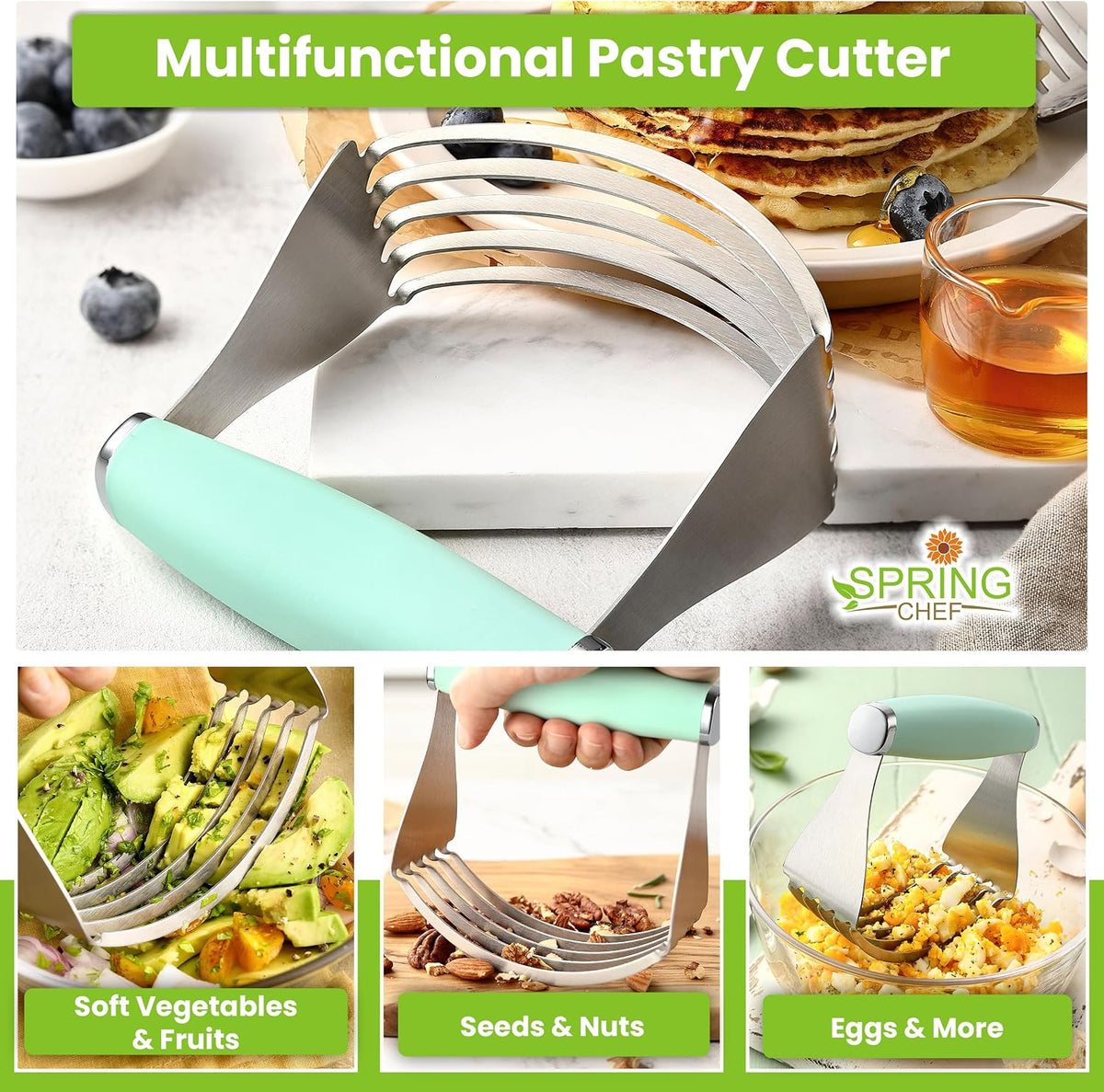 XL Pastry Blender, Durable Dough Blender For Baking - Black